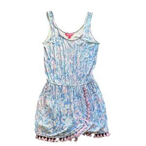 LILLY PULITZER Women’s Jarrett Romper Boca Blue Sea What I Sea Size Medium Beach